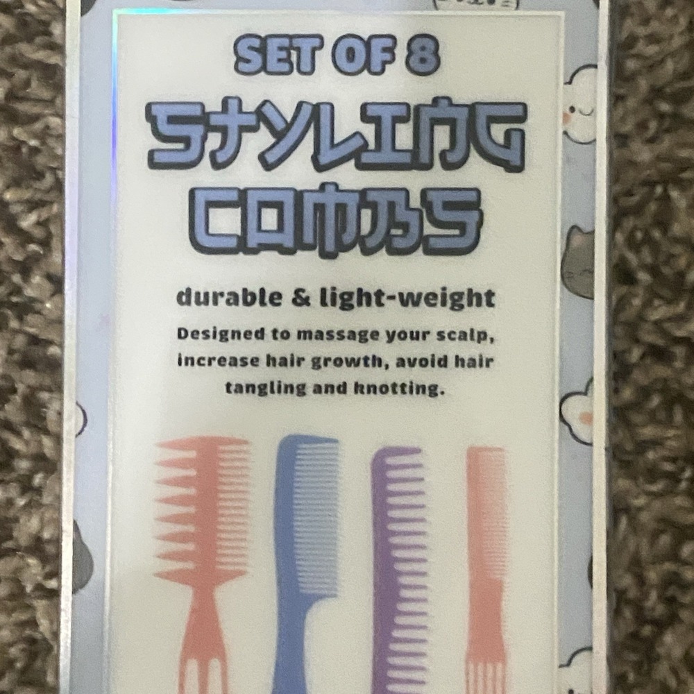 NIB Set Of 8 Styling Combs Multi Color - Picture 6 of 6